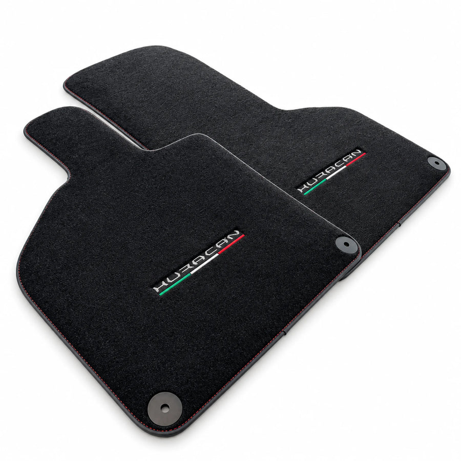 Floor Mats for Lamborghini Huracan With Italian Flag Red Stitch - AutoWin