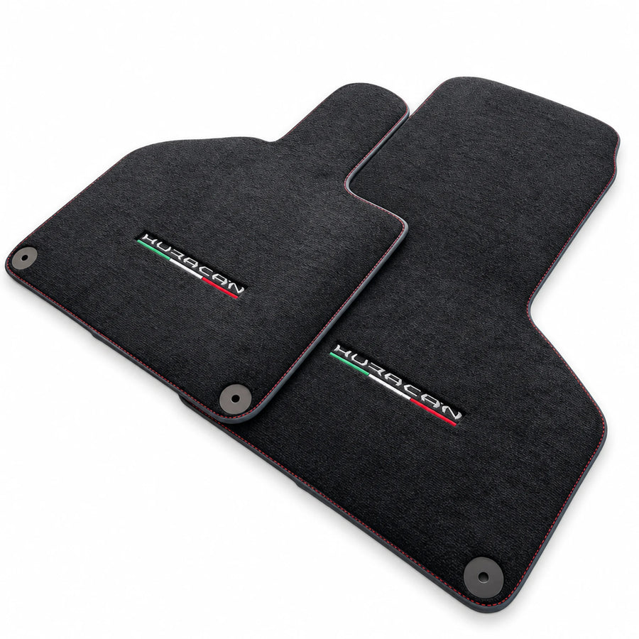 Floor Mats for Lamborghini Huracan With Italian Flag Red Stitch - AutoWin