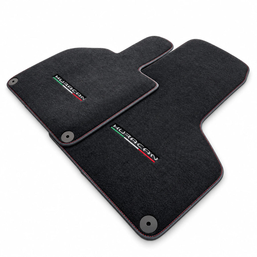Floor Mats for Lamborghini Huracan With Italian Flag Red Stitch - AutoWin