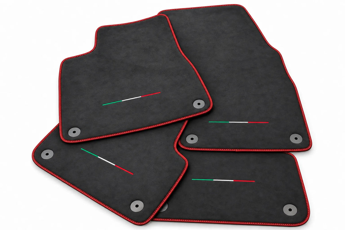 Floor Mats For Lamborghini Urus Alcantara Leather With Yellow Stitching Red trim