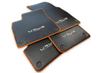 Floor Mats For Lamborghini Urus Carbon Leather Tailored Orange Trim - AutoWin