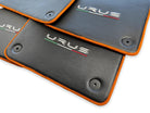Floor Mats For Lamborghini Urus Carbon Leather Tailored Orange Trim - AutoWin