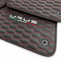 Floor Mats For Lamborghini Urus Leather Red Stitching - AutoWin