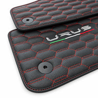 Floor Mats For Lamborghini Urus Leather Red Stitching - AutoWin