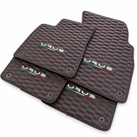 Floor Mats For Lamborghini Urus Leather Red Stitching - AutoWin