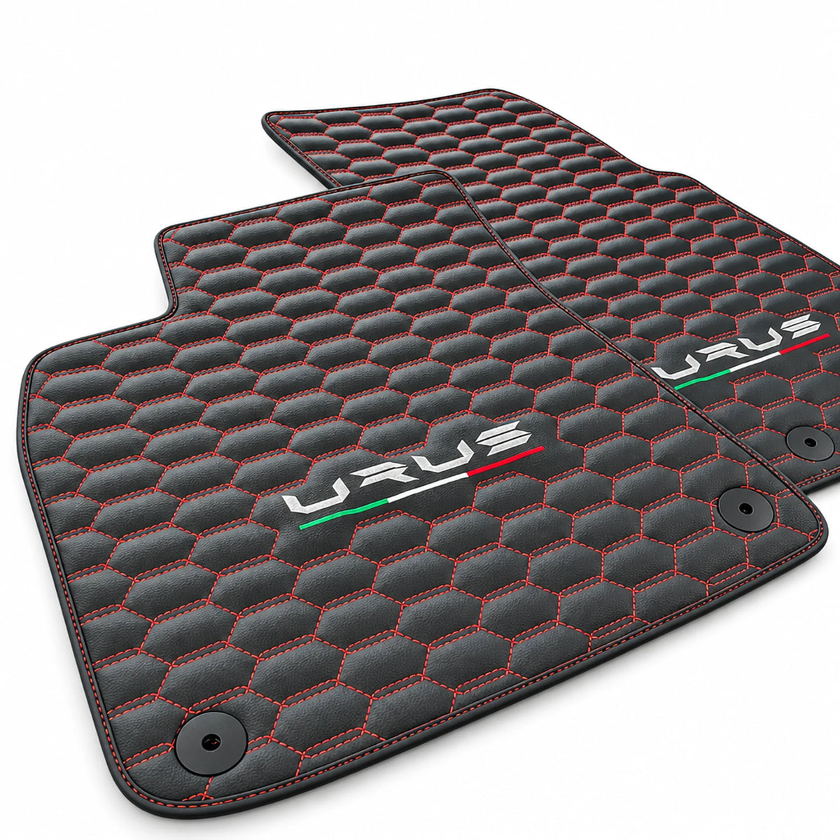 Floor Mats For Lamborghini Urus Leather Red Stitching - AutoWin