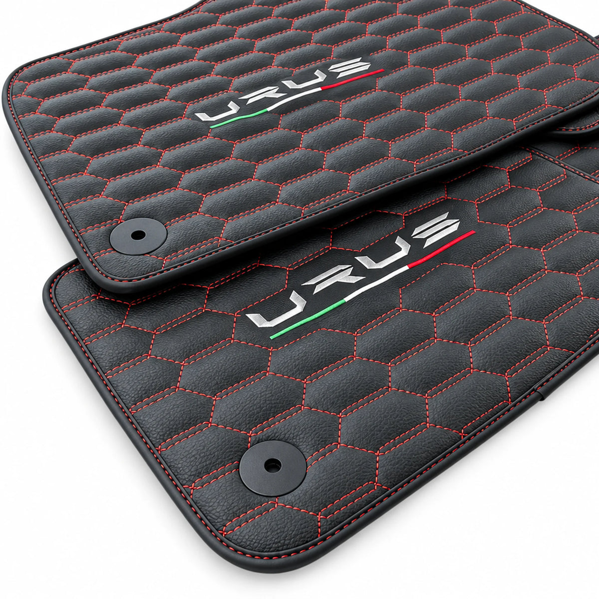 Floor Mats For Lamborghini Urus Leather Red Stitching - AutoWin