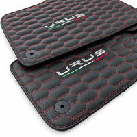 Floor Mats For Lamborghini Urus Leather Red Stitching - AutoWin