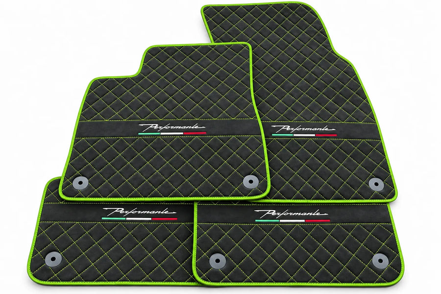 Floor Mats For Lamborghini Urus Performante Alcantara Leather Green trim