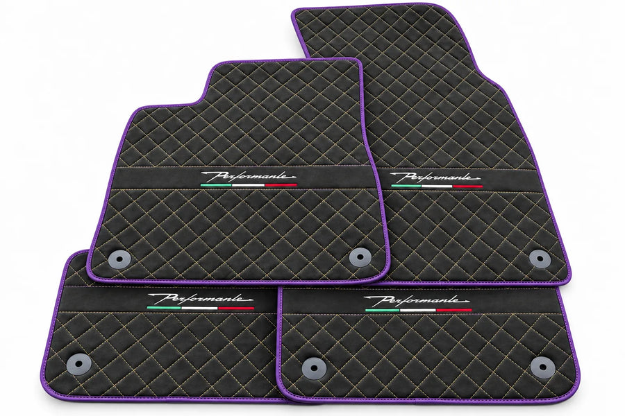 Floor Mats For Lamborghini Urus Performante Alcantara Leather Purple trim