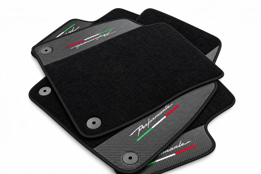 Tapis de sol pour Lamborghini Urus Performante en cuir carbone avec garniture noire