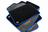 Tapis de sol pour Lamborghini Urus Performante en cuir carbone avec garniture bleue