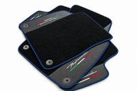 Tapis de sol pour Lamborghini Urus Performante avec garniture en cuir carbone bleu foncé