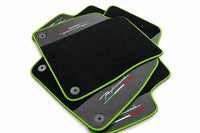 Tapis de sol pour Lamborghini Urus Performante avec garniture en cuir carbone vert