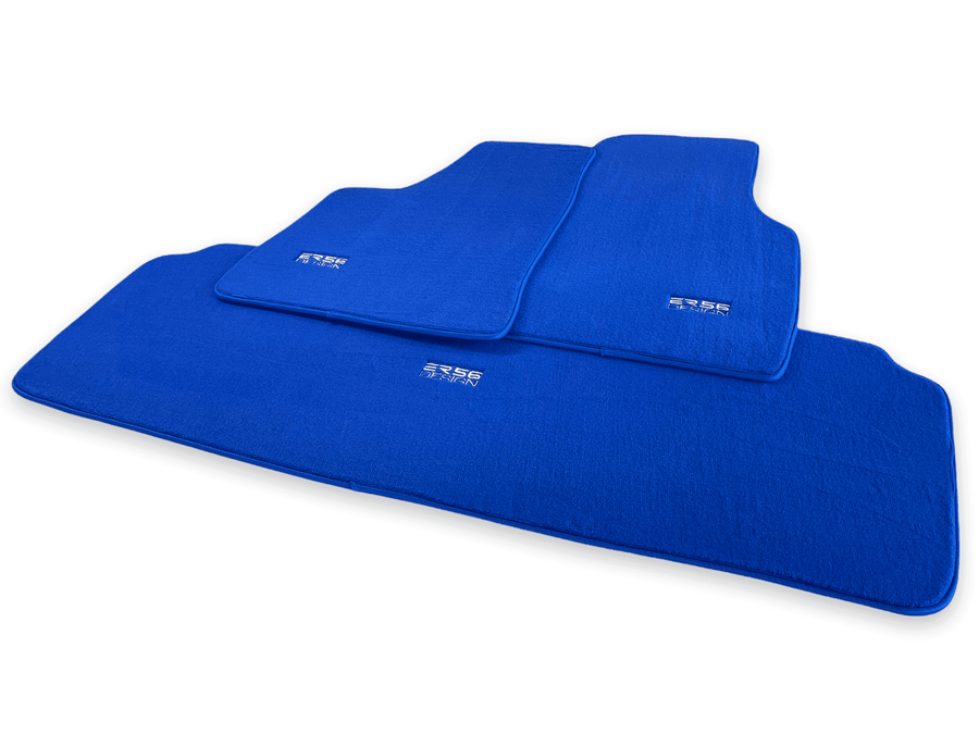 Floor Mats For Tesla Model X (7 Seats) Blue Tailored Carpets ER56 Design - AutoWin