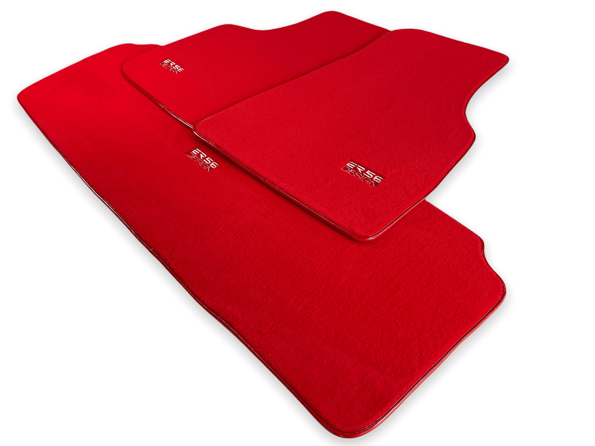 Floor Mats For Tesla Model X (5 Seats) Red Tailored Carpets ER56 Design - AutoWin