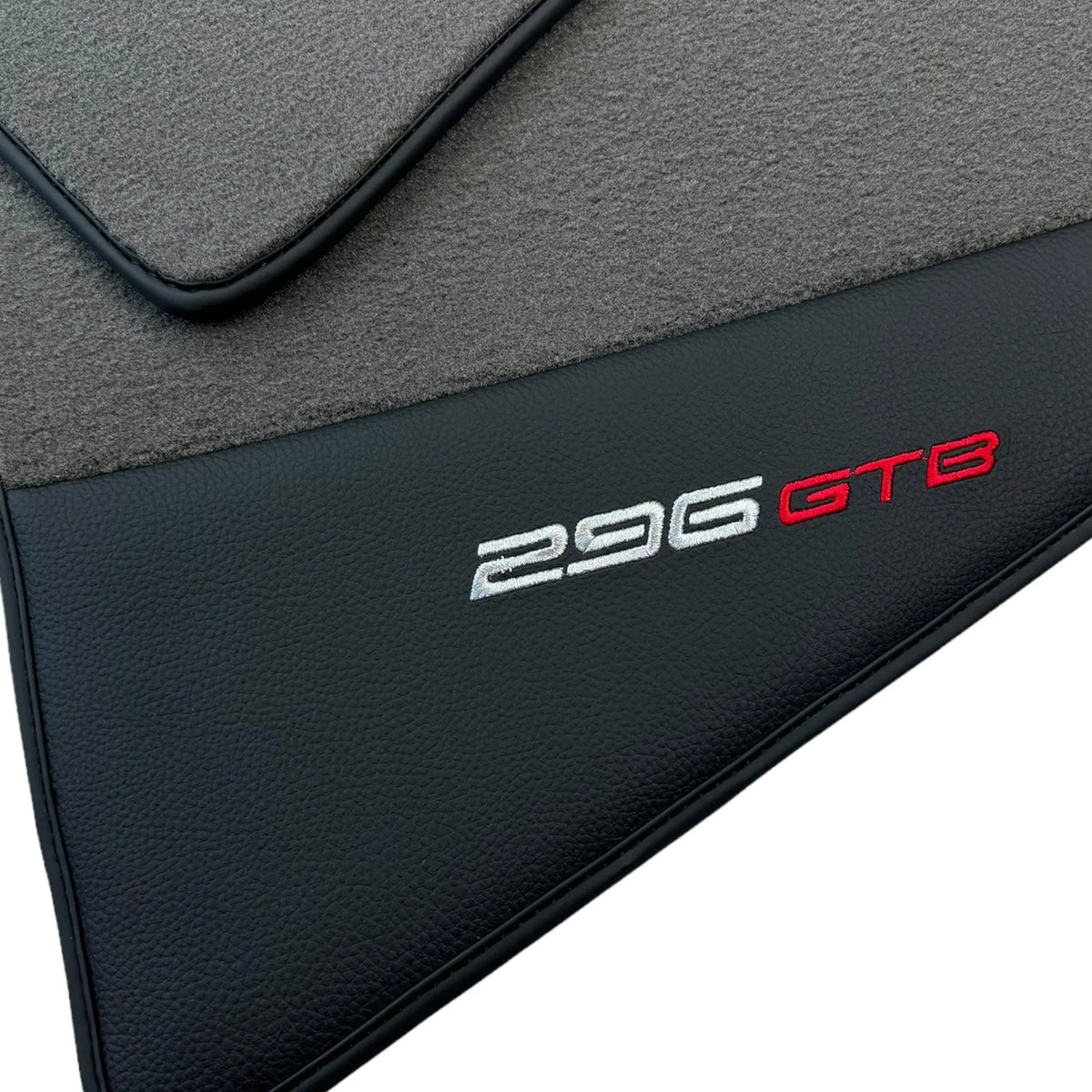 Gray Floor Mats for Ferrari 296 GTB (2022-2027) with Leather - AutoWin