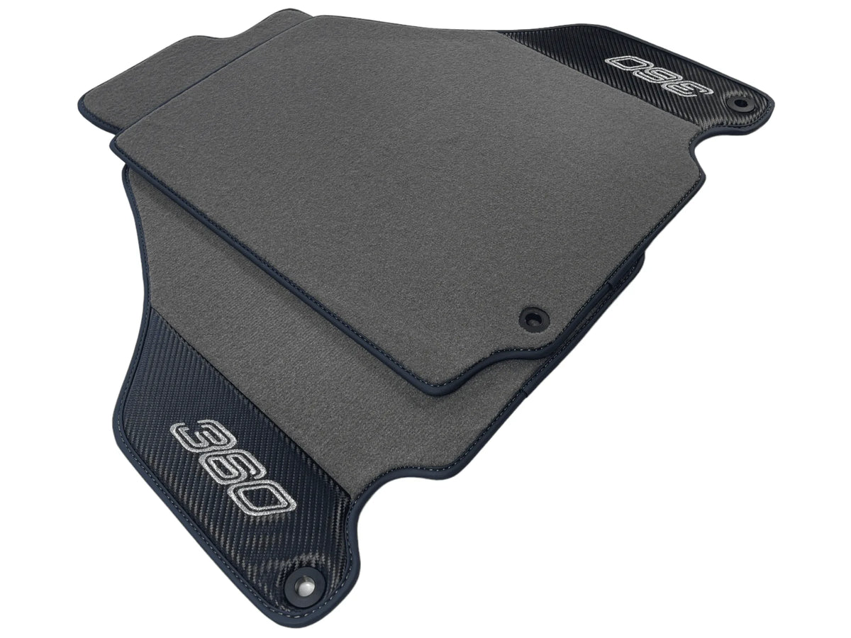 Gray Floor Mats For Ferrari 360 Modena 1999-2005 With Carbon Fiber Leather - AutoWin