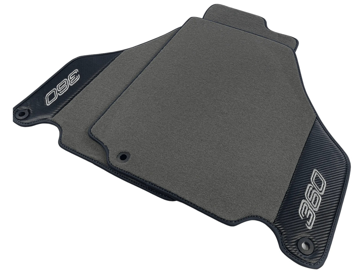 Gray Floor Mats For Ferrari 360 Modena 1999-2005 With Carbon Fiber Leather - AutoWin