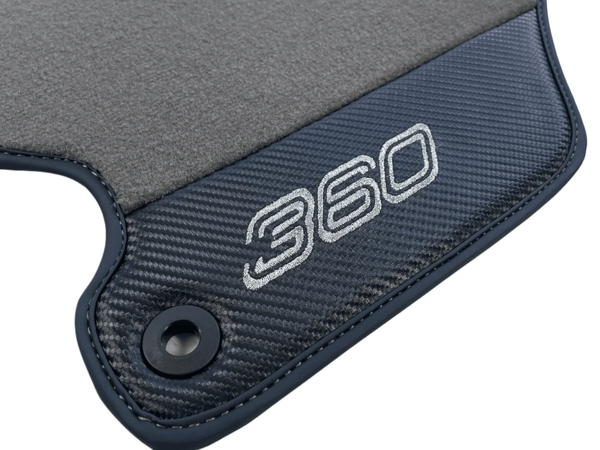 Gray Floor Mats For Ferrari 360 Modena 1999-2005 With Carbon Fiber Leather - AutoWin