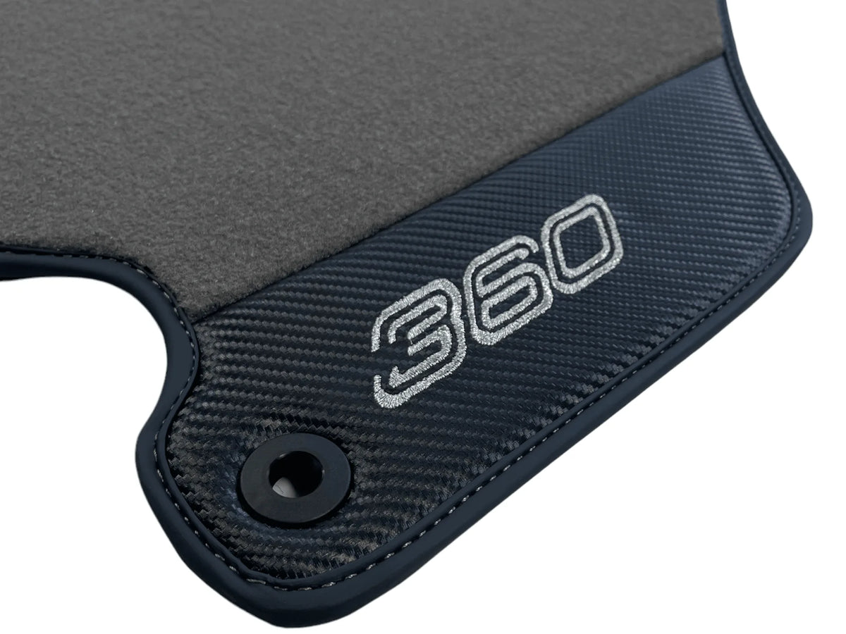 Gray Floor Mats For Ferrari 360 Modena 1999-2005 With Carbon Fiber Leather - AutoWin
