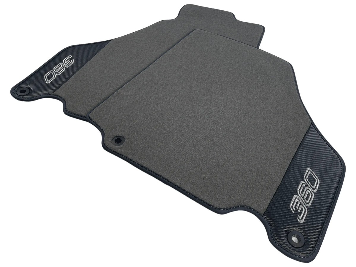 Gray Floor Mats For Ferrari 360 Modena 1999-2005 With Carbon Fiber Leather - AutoWin