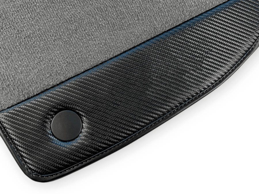 Gray Floor Mats For Ferrari F8 Tributo 2019-2022 With Carbon Leather - AutoWin