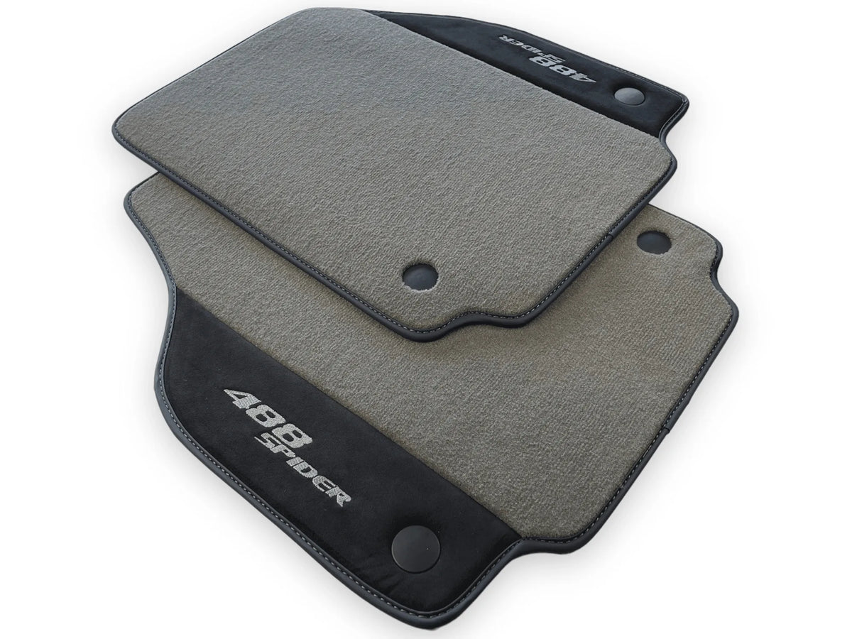 Gray Floor Mats For Ferrari 488 Spider 2015-2022 Alcantara Leather - AutoWin