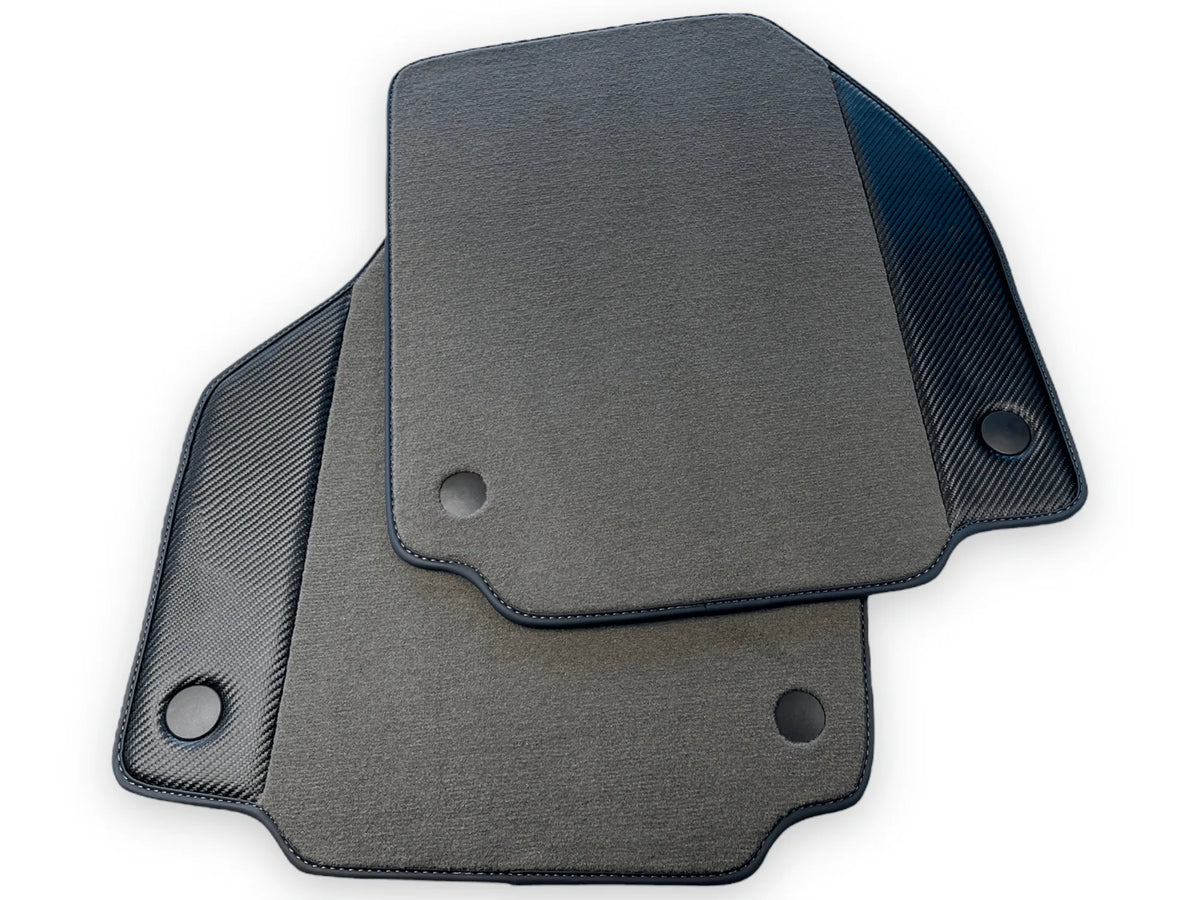Gray Floor Mats For Ferrari 488 Spider 2015-2022 Carbon Leather