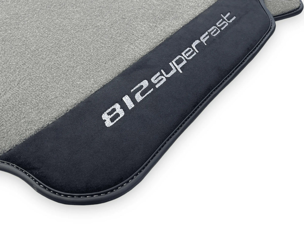 Gray Floor Mats For Ferrari 812 Superfast With Alcantara Leather - AutoWin