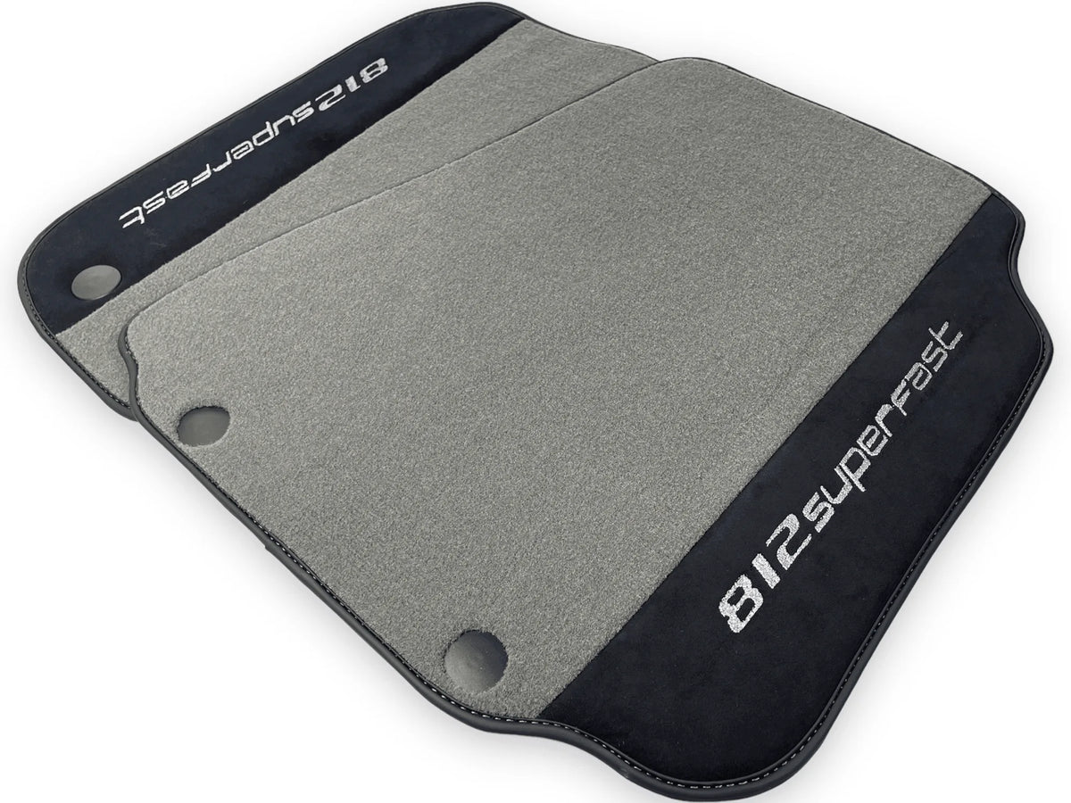 Gray Floor Mats For Ferrari 812 Superfast With Alcantara Leather - AutoWin