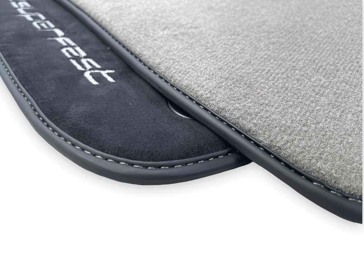 Gray Floor Mats For Ferrari 812 Superfast With Alcantara Leather - AutoWin