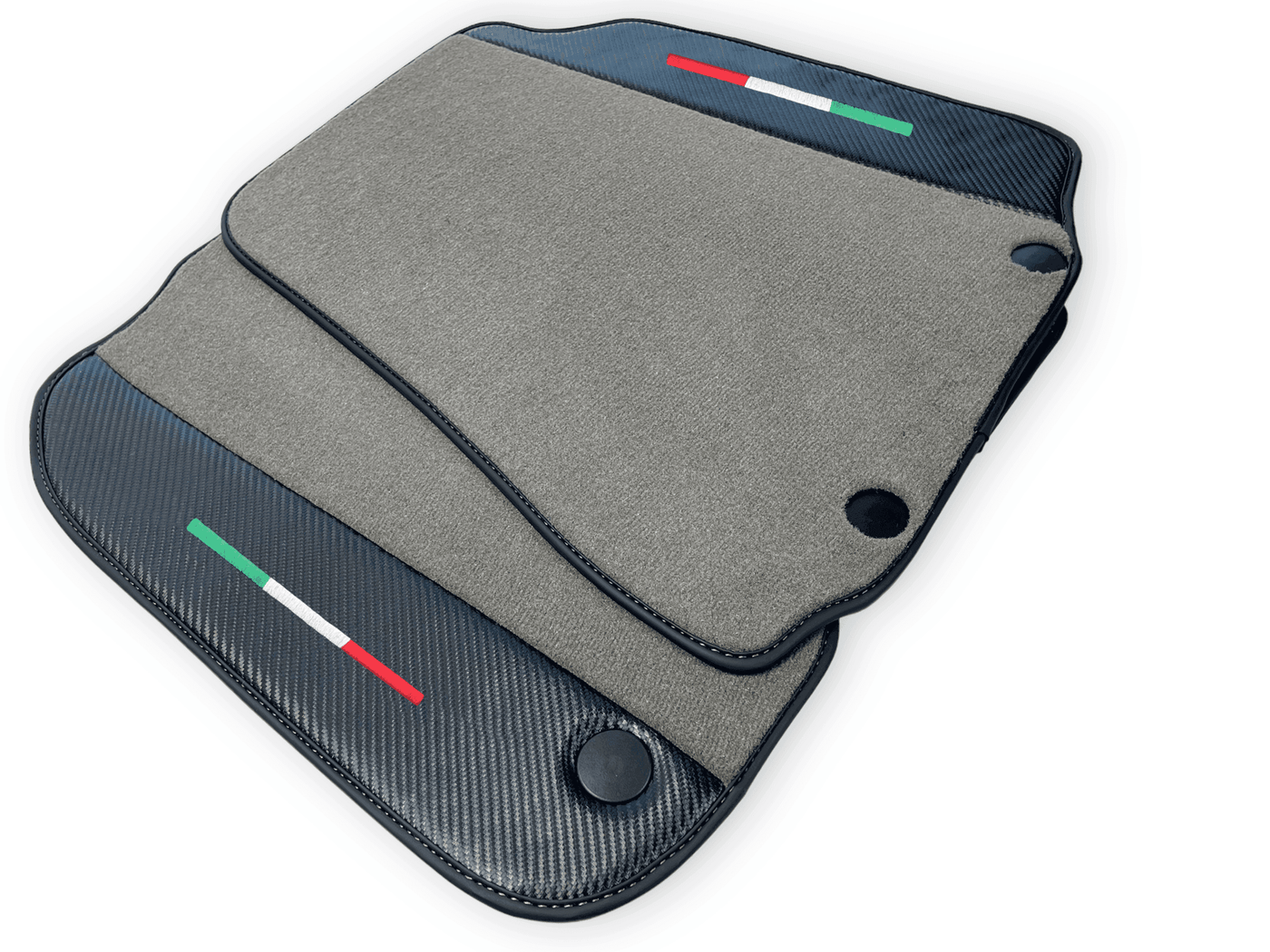 Gray Floor Mats For Ferrari F12 Berlinetta (2012-2022) With Carbon Fiber Leather - AutoWin