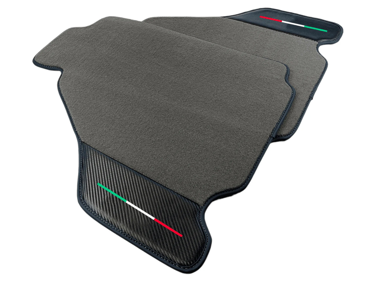 Gray Floor Mats For Ferrari F430 2004-2009 With Carbon Fiber Leather - AutoWin