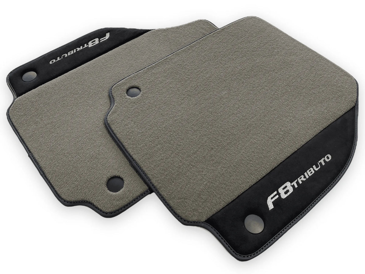 Gray Floor Mats For Ferrari F8 Tributo 2019-2022 With Alcantara Leather - AutoWin