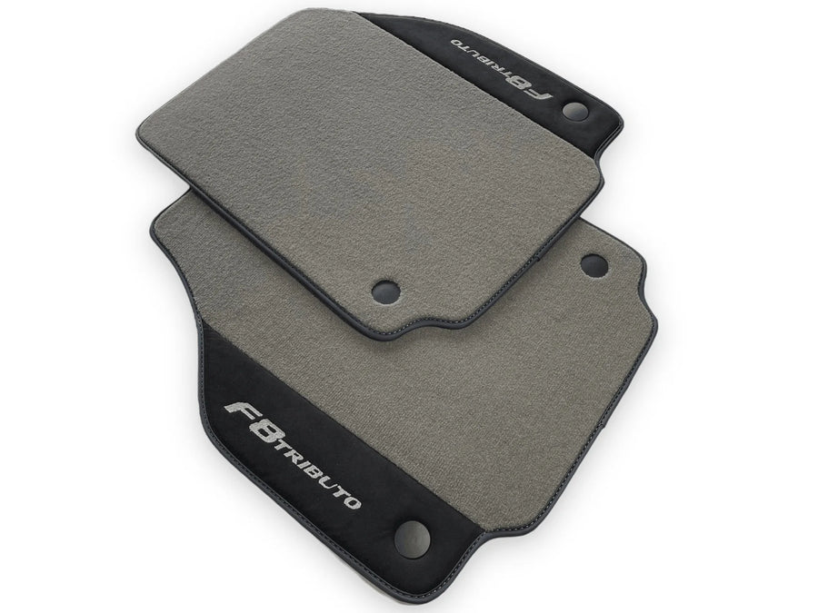 Gray Floor Mats For Ferrari F8 Tributo 2019-2022 With Alcantara Leather - AutoWin