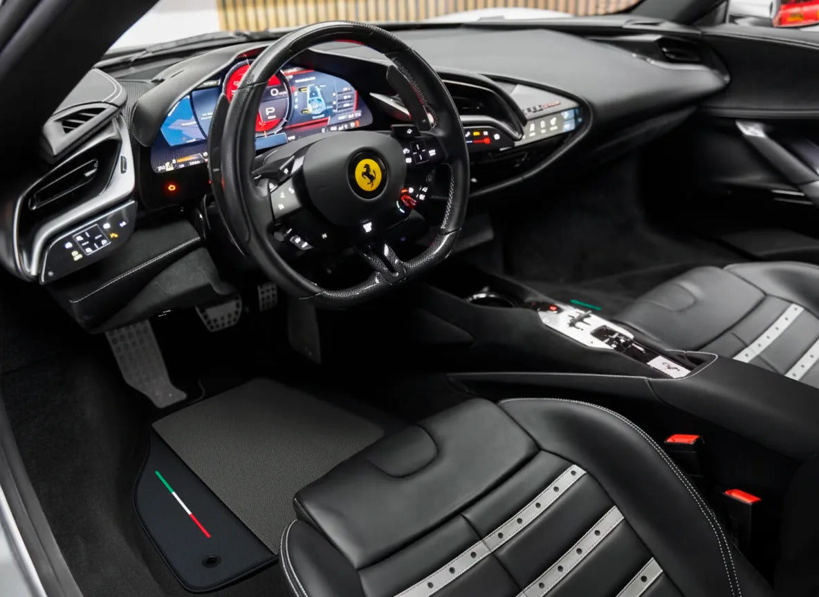Gray Floor Mats for Ferrari SF90 Stradale (2019-2024) with Leather