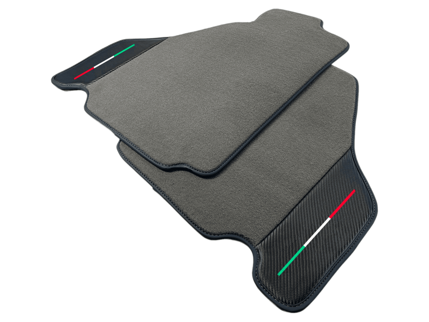Gray Floor Mats For Ferrari F430 2004-2009 With Carbon Fiber Leather - AutoWin