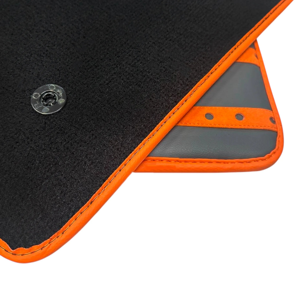 Gray Leather Floor Mats with Orange Daytona Design for Ferrari SF90 Stradale (2019-2024)