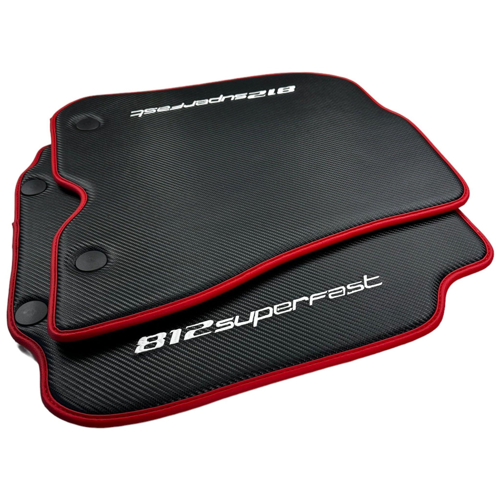 Carbon Fiber Leather Floor Mats For Ferrari 812 Superfast - AutoWin