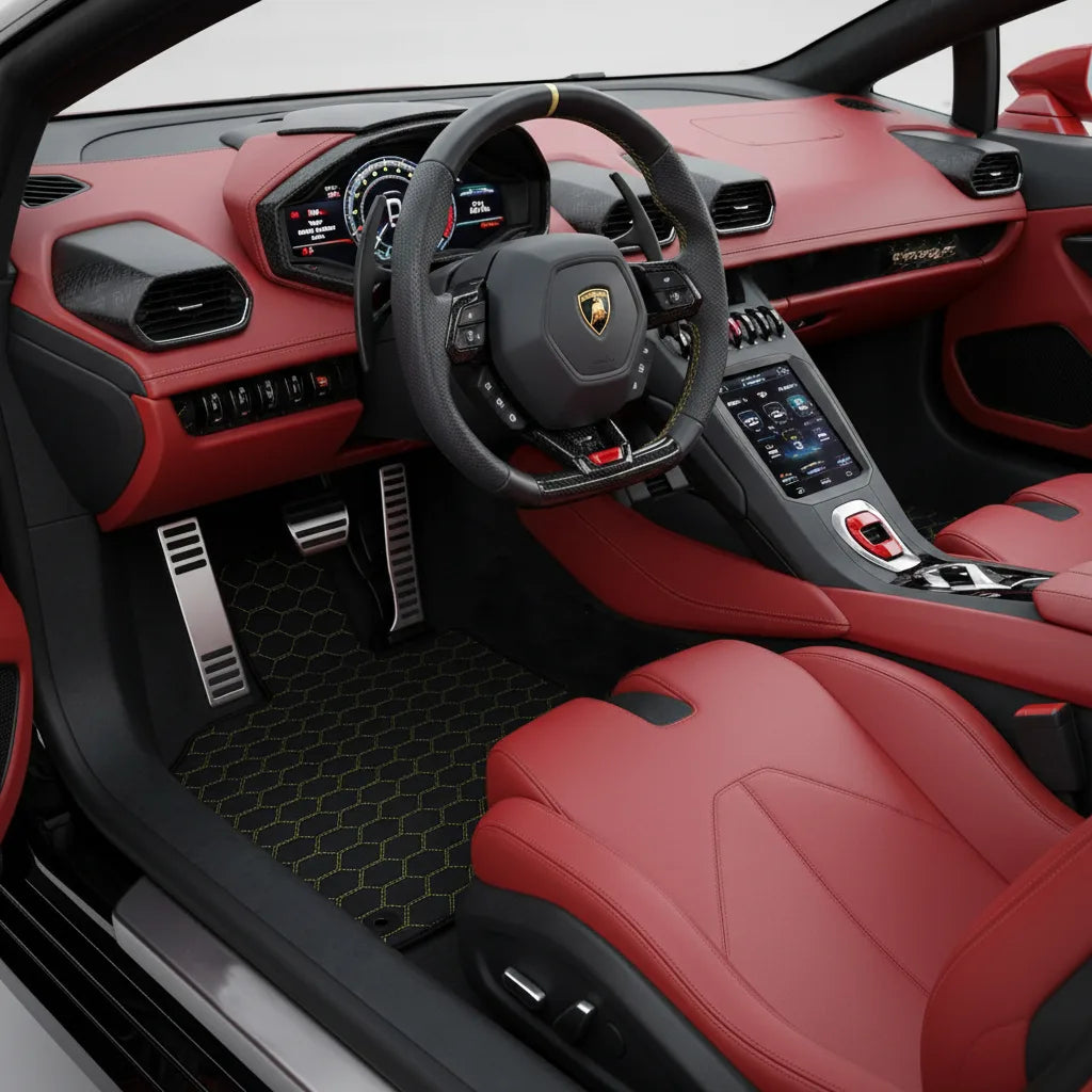 Interior look of floor mats for Lamborghini Huracan EVO (2019-2024)