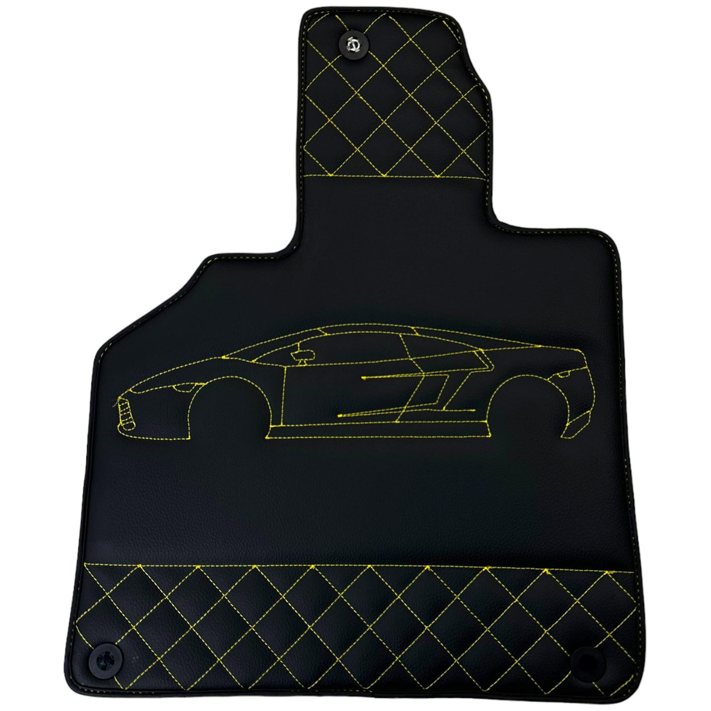 Leather Black Floor Mats for Lamborghini Gallardo Yellow Sewing | ER56 Design - AutoWin