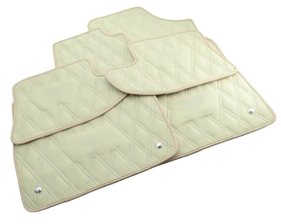 Leather Floor Mats For Bentley Continental GTC (2011-2018) Beige - AutoWin