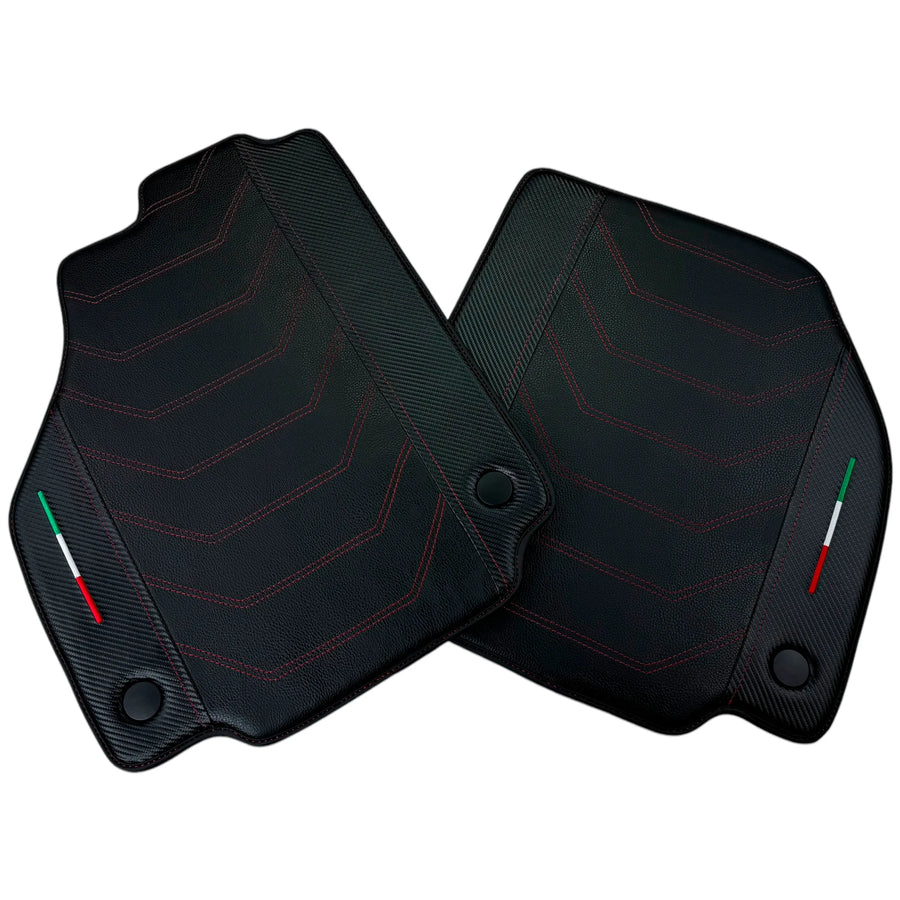 Leather Floor Mats For Ferrari 458 GT2 2012-2015 With Carbon Fiber | Italian Edition