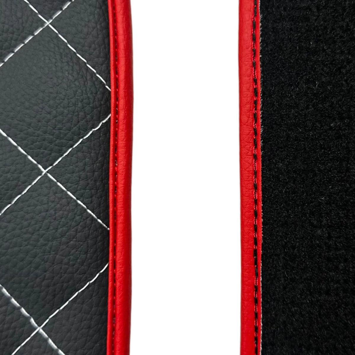 Leather Floor Mats for Ferrari 458 GT2 with White Sewing and Red Trim | ER56 Design - AutoWin