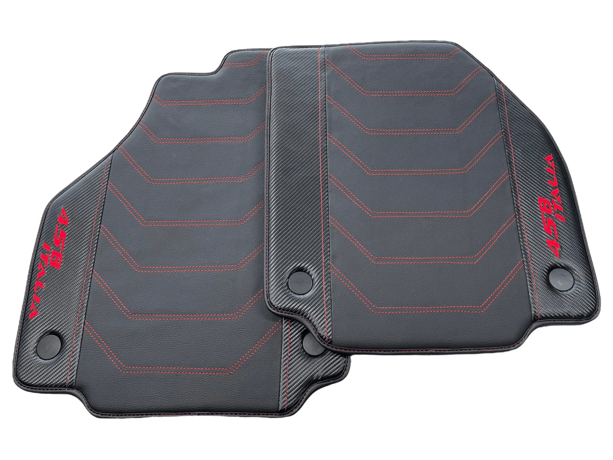 Leather Floor Mats For Ferrari 458 Italia 2009-2015 With Carbon Fiber - AutoWin