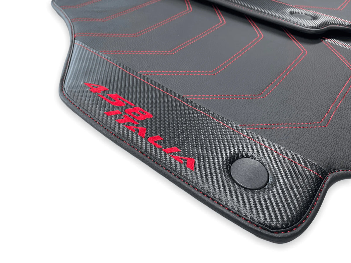 Leather Floor Mats For Ferrari 458 Italia 2009-2015 With Carbon Fiber - AutoWin