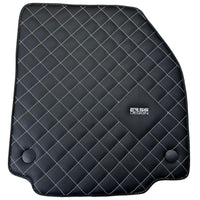 Leather Floor Mats for Ferrari 458 Spider (2012-2015) with White Sewing ER56 Design - AutoWin