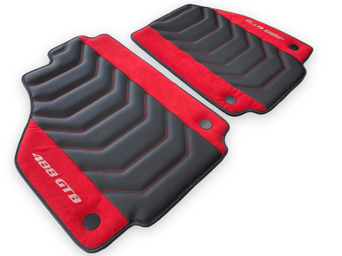Leather Floor Mats For Ferrari 488 GTB 2015-2022 - AutoWin