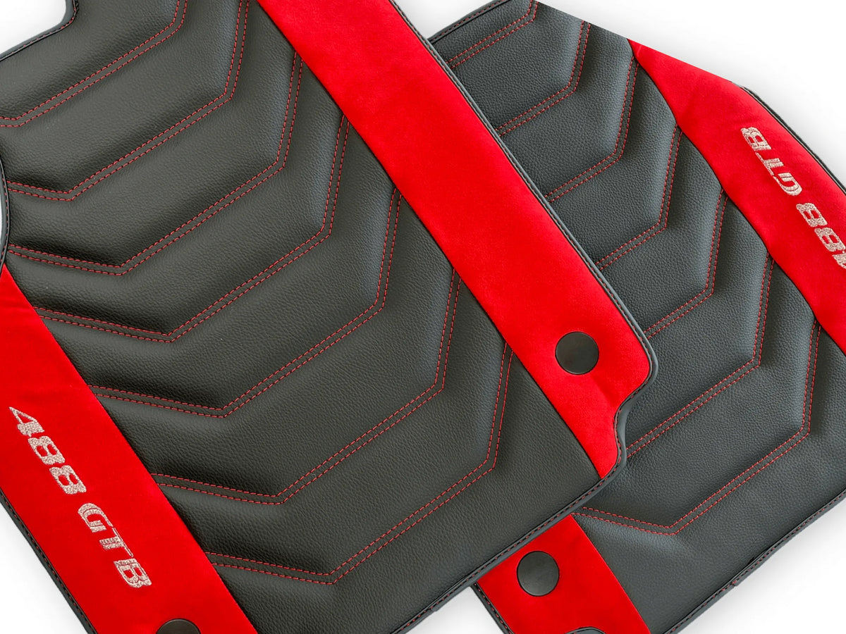 Leather Floor Mats For Ferrari 488 GTB 2015-2022 - AutoWin